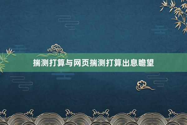 揣测打算与网页揣测打算出息瞻望