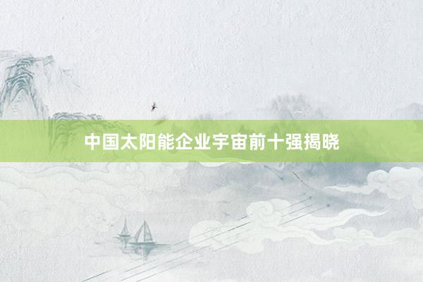 中国太阳能企业宇宙前十强揭晓